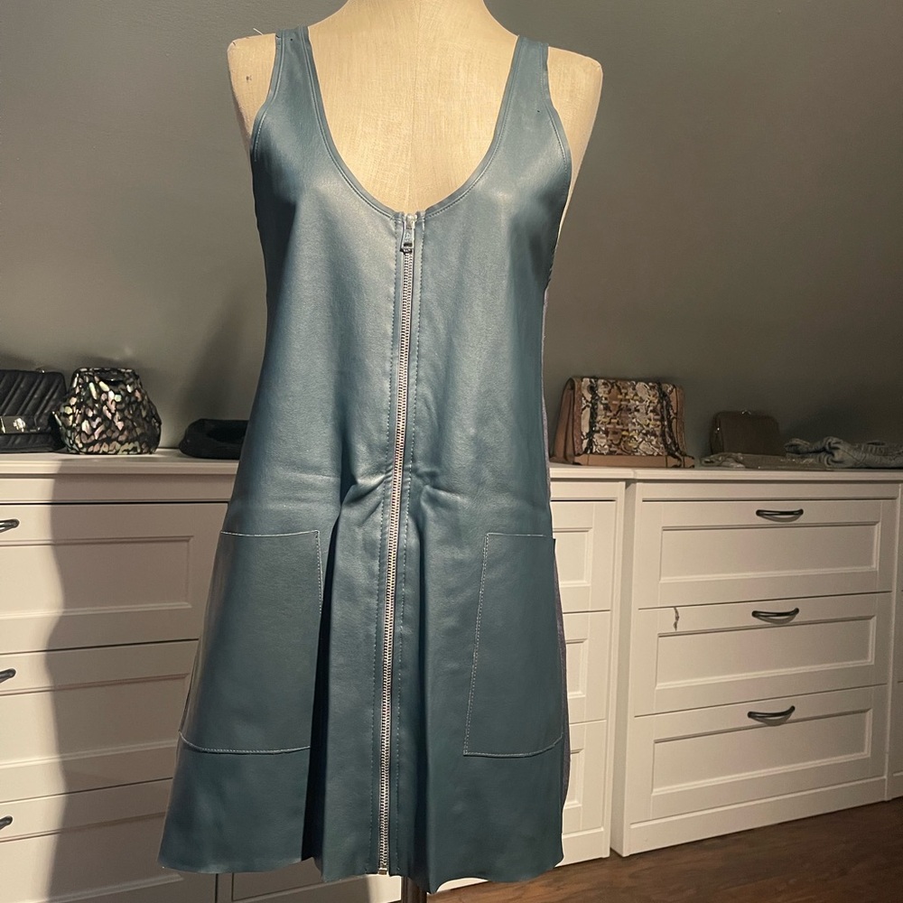 Zara dress in denim blue with pockets.